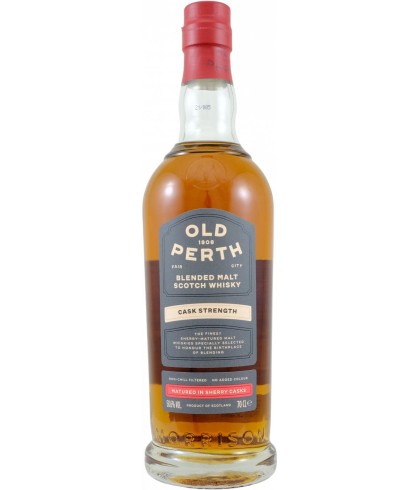 Fles Old Perth Cask Strength, Schotse blended malt op sherryvaten, op voorraad bij slijterij t Bockje in Bathmen