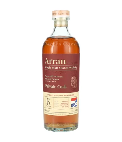 Fles Arran Private Cask 6YO Netherlands, whisky, bij slijterij t Bockje in Bathmen