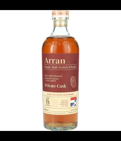 Fles Arran Private Cask 6YO Netherlands, whisky, bij slijterij t Bockje in Bathmen