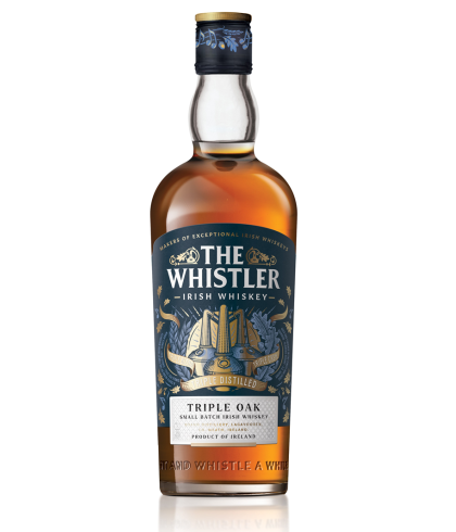 Fles The Whistler Triple Oak, Ierse whiskey van Boann in de Boyne Valley, op voorraad bij slijterij t Bockje in Bathmen