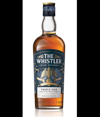 Fles The Whistler Triple Oak, Ierse whiskey van Boann in de Boyne Valley, op voorraad bij slijterij t Bockje in Bathmen