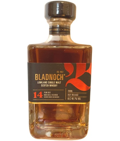 Fles Bladnoch 14 Years Old, single malt whisky, op voorraad bij slijterij t Bockje in Bathmen