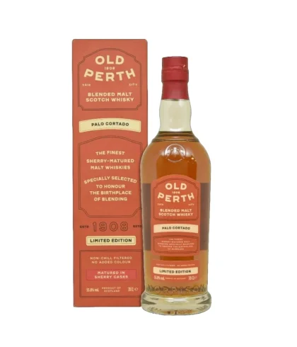 Fles Old Perth Palo Cortado, Schotse blended malt op sherryvaten, op voorraad bij slijterij t Bockje in Bathmen