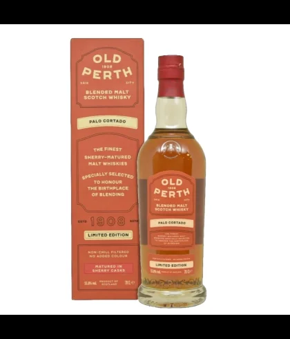 Fles Old Perth Palo Cortado, Schotse blended malt op sherryvaten, op voorraad bij slijterij t Bockje in Bathmen