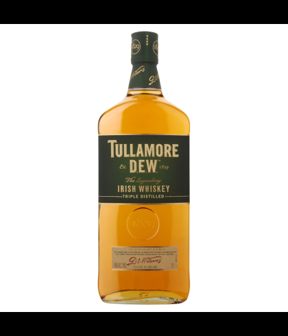 Fles Tullamore Dew 1 liter, Ierse whiskey uit Tullamore, op voorraad bij slijterij t Bockje in Bathmen