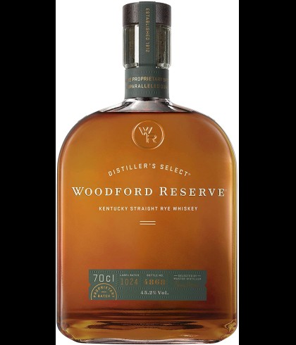 Fles Woodford Reserve Kentucky Straight Rye, Amerikaanse whiskey uit Kentucky, op voorraad bij slijterij t Bockje in Bathmen