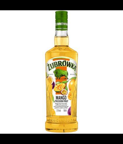 Fles Zubrowka Mango & Passionfruit Wodka, wodka, op voorraad bij slijterij t Bockje in Bathmen