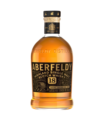 Fles Aberfeldy 18 Years Old Red Wine Cask Napa Valley, Highland single malt whisky, op voorraad bij slijterij t Bockje in Bathmen