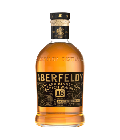 Fles Aberfeldy 18 Years Old Red Wine Cask Napa Valley, Highland single malt whisky, op voorraad bij slijterij t Bockje in Bathmen
