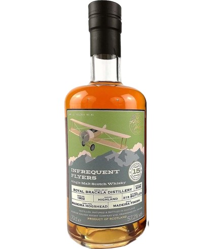 Fles Infrequent Flyers Royal Brackla 2006 15 Years Old, whisky, op voorraad bij slijterij t Bockje in Bathmen