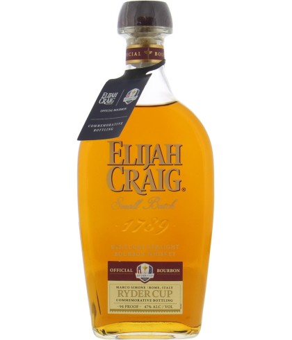 Fles Elijah Craig Small Batch Ryder Cup, single malt whisky, op voorraad bij slijterij t Bockje in Bathmen