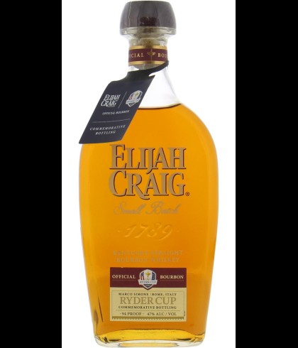 Fles Elijah Craig Small Batch Ryder Cup, single malt whisky, op voorraad bij slijterij t Bockje in Bathmen