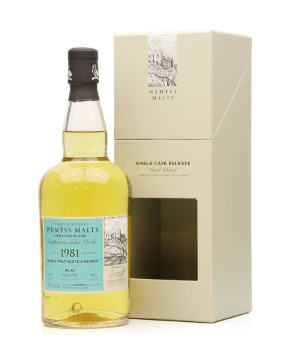 Fles Wemyss Caol Ila 1981 Carpaccia Salsa Verde, Schotse whisky gebotteld door Wemyss Malts, op voorraad bij slijterij t Bockje in Bathmen