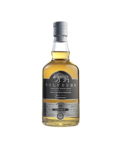 Fles Wolfburn Langskip, Schotse single malt whisky uit Thurso, op voorraad bij slijterij t Bockje in Bathmen