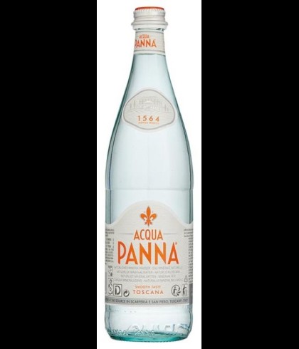 Fles Acqua Panna Mineraalwater van Acqua Panna, bij slijterij ’t Bockje in Bathmen