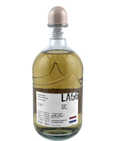 Fles Lagg 5YO Single Cask Edition First Fill Bourbon Netherlands Edition, whisky, bij slijterij t Bockje in Bathmen