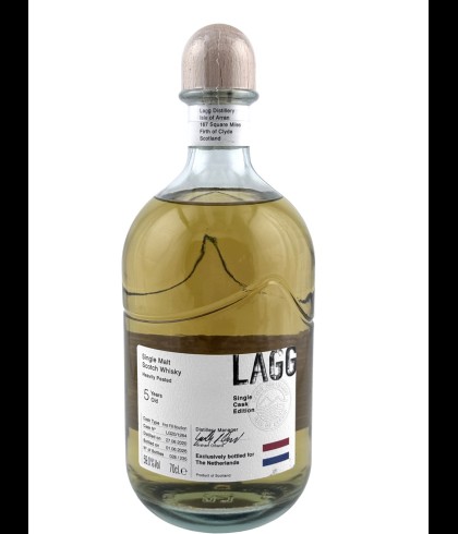 Fles Lagg 5YO Single Cask Edition First Fill Bourbon Netherlands Edition, whisky, bij slijterij t Bockje in Bathmen