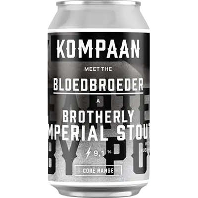Fles Kompaan Bloedbroeder Imperial Stout, bier, bij slijterij t Bockje in Bathmen
