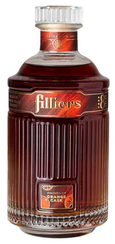 Fles Filliers Single Malt Orange Cask, single malt whisky, op voorraad bij slijterij t Bockje in Bathmen