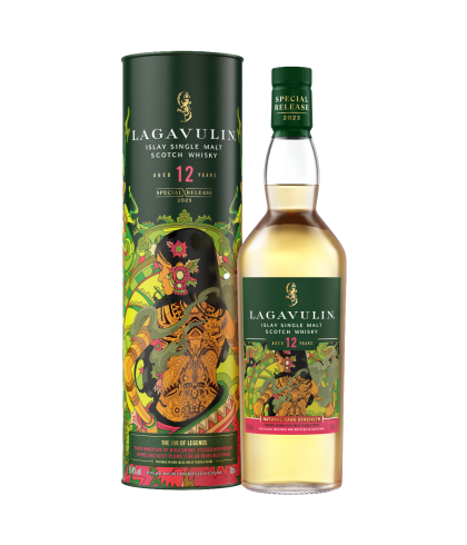 Fles Islay single malt van Lagavulin, op voorraad bij slijterij t Bockje in Bathmen