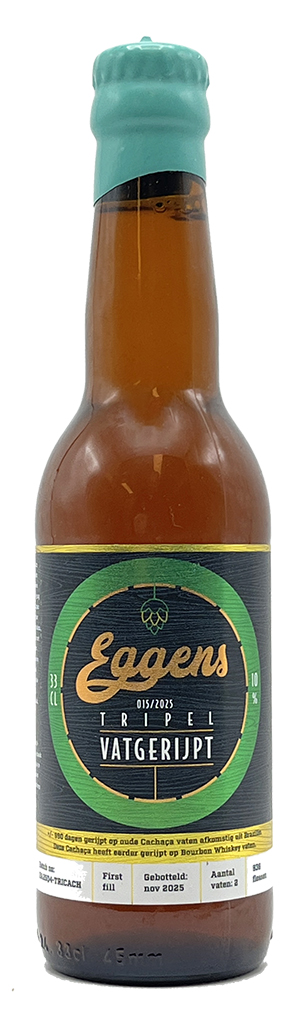 Fles Eggens Tripel Cachaça Vatgerijpt 015/2025, bier van Eggens, op voorraad bij slijterij t Bockje in Bathmen
