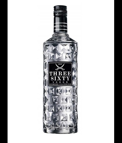 Fles Three Sixty Vodka, Duitse tarwewodka, op voorraad bij slijterij t Bockje in Bathmen