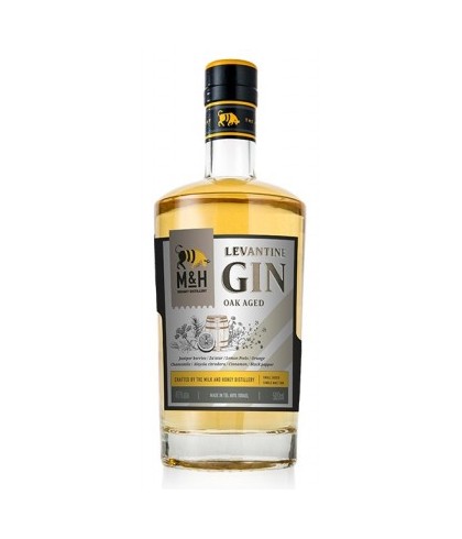 Fles M&H Levantine Gin Oak Aged, gin, op voorraad bij slijterij ’t Bockje in Bathmen