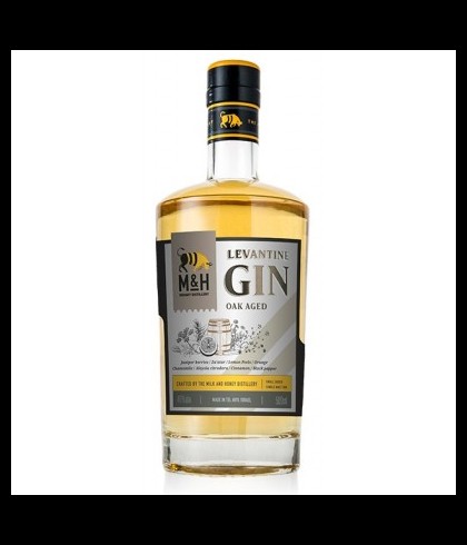 Fles M&H Levantine Gin Oak Aged, gin, op voorraad bij slijterij t Bockje in Bathmen