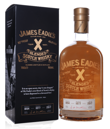 Fles single malt van bottelaar James Eadie, op voorraad bij slijterij t Bockje in Bathmen