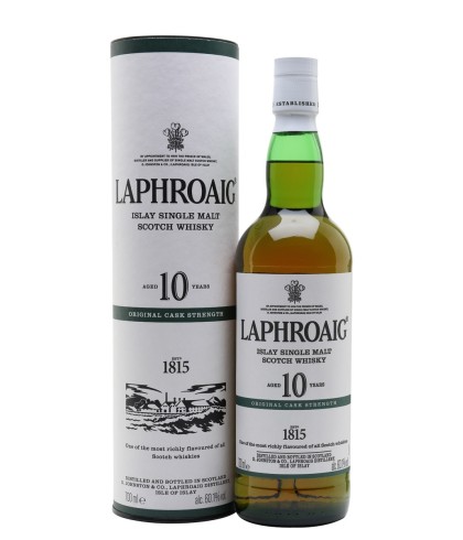 Fles Islay single malt van Laphroaig, op voorraad bij slijterij t Bockje in Bathmen