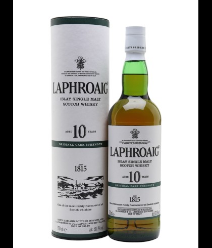 Fles Islay single malt van Laphroaig, op voorraad bij slijterij t Bockje in Bathmen