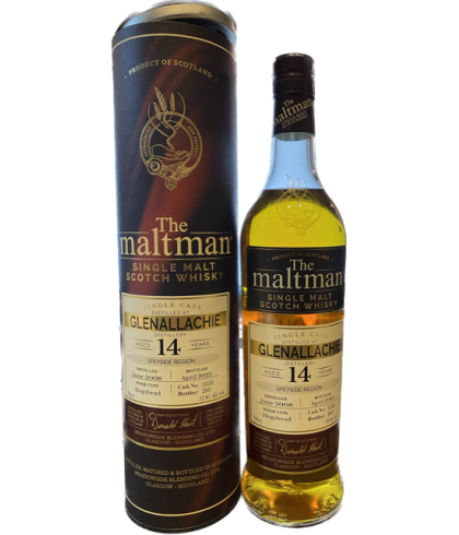 Fles The Maltman Glenallachie 2008 14 Years Old, enkel vat gebotteld door The Maltman uit Glasgow, op voorraad bij slijterij t Bockje in Bathmen