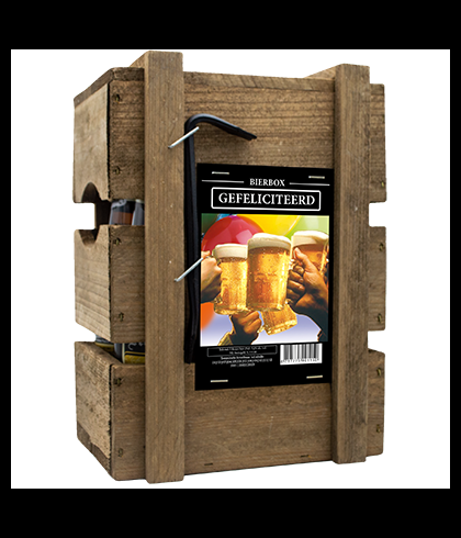Fles Bierbox Gefeliciteerd, bier, bij slijterij t Bockje in Bathmen