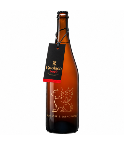 Fles Gooische Bierbrouwerij Gooische Bock, bier, bij slijterij t Bockje in Bathmen