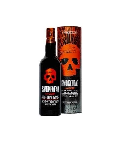 Fles Smokehead Rum Rebel, geturfde Islay single malt, op voorraad bij slijterij t Bockje in Bathmen