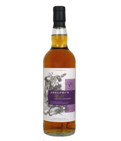 Fles Adelphi’s Islay 10 Years Old, single malt whisky, op voorraad bij slijterij t Bockje in Bathmen