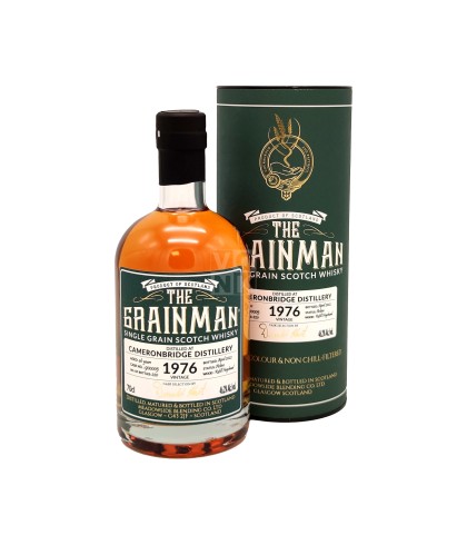 Fles The Grainman Cameronbridge 46Y 1976 #900005, whisky, op voorraad bij slijterij t Bockje in Bathmen