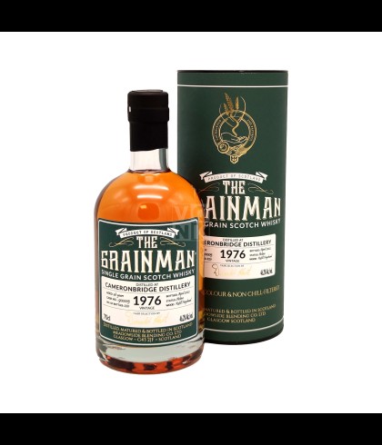 Fles The Grainman Cameronbridge 46Y 1976 #900005, whisky, op voorraad bij slijterij t Bockje in Bathmen