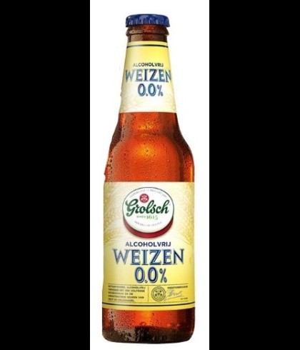 Flesje Grolsch Weizen 0,0% alcoholvrij tarwebier van 30 centiliter, op voorraad bij slijterij t Bockje in Bathmen