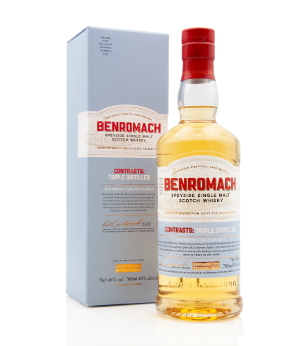 Fles Benromach Contrasts: Triple Distilled, single malt whisky, op voorraad bij slijterij t Bockje in Bathmen