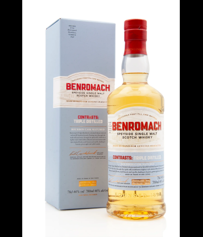 Fles Benromach Contrasts: Triple Distilled, single malt whisky, op voorraad bij slijterij t Bockje in Bathmen