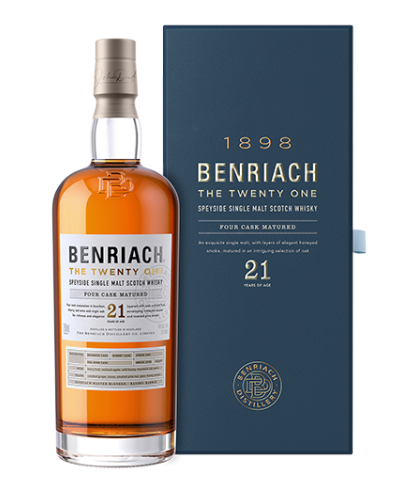 Fles Benriach The Twenty One, single malt whisky, op voorraad bij slijterij t Bockje in Bathmen