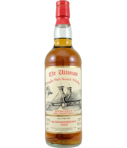 Fles The Ultimate Bunnahabhain 13 Years Old 2008, enkel vat gebotteld door The Ultimate uit Amersfoort, op voorraad bij slijterij t Bockje in Bathmen