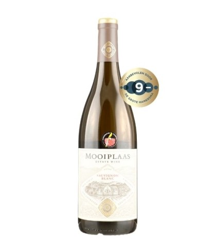 Fles Mooiplaas Classic Sauvignon Blanc, wijn, op voorraad bij slijterij t Bockje in Bathmen