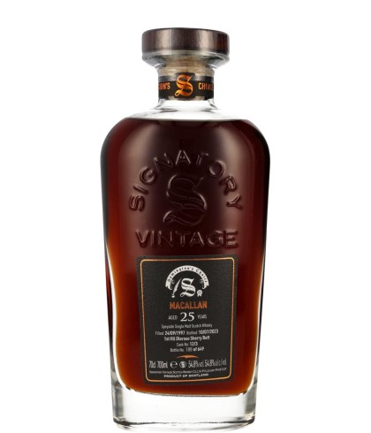 Fles Signatory Vintage Macallan 25 Years Old 1997 #12/3, enkel vat gebotteld door Signatory Vintage, op voorraad bij slijterij t Bockje in Bathmen