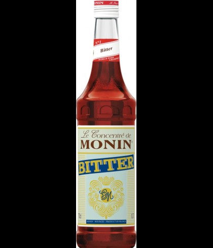 Fles Monin Bitter van 70 centiliter, alcoholvrij bitterconcentraat, op voorraad bij slijterij t Bockje in Bathmen