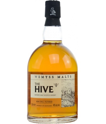 Fles The Hive Blended Malt Whisky, Schotse whisky gebotteld door Wemyss Malts, op voorraad bij slijterij t Bockje in Bathmen