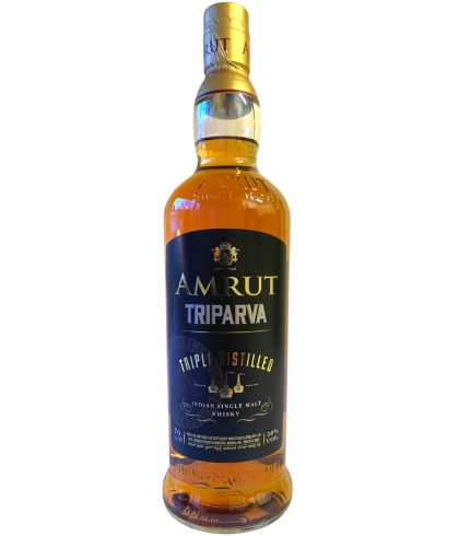 Fles Amrut Triparva, Indiase single malt whisky, op voorraad bij slijterij t Bockje in Bathmen