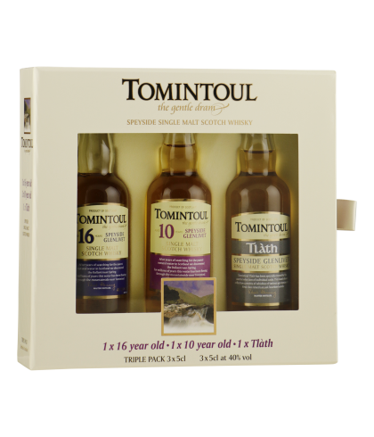 Bouteille de Tomintoul triple pack 3x5 cl. 16Y/10Y/Tlath, whisky