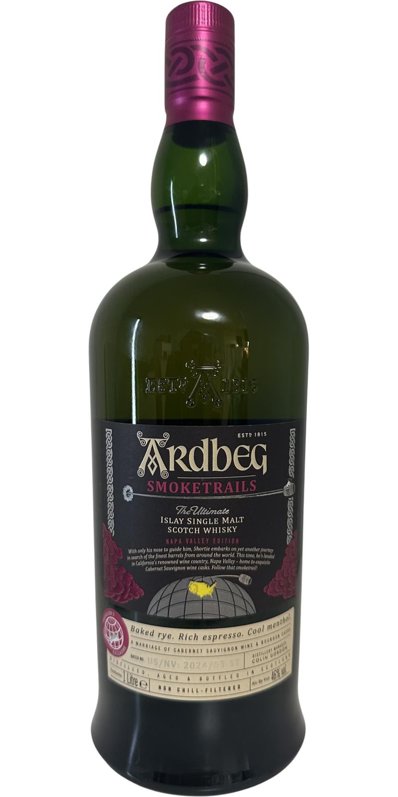 Fles Ardbeg Smoketrails Napa Valley Edition, whisky, op voorraad bij slijterij t Bockje in Bathmen